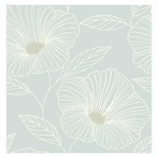 Mythic Seafoam Floral Wallpaper - Contemporary - Wallpaper - by ...