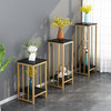 Simple Modern Home Plant Stand for Indoor Porch, Balcony, Gold/black, H29.5"