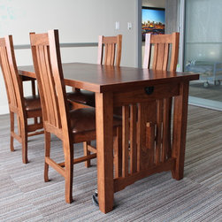 Leather Top Library Table and Chairs - Home Office Furniture