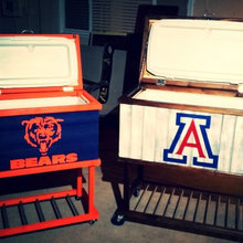 Custom wooden ice chests.