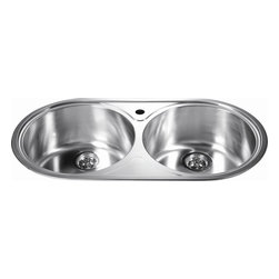 Dawn Topmount Round Equal Double Bowl Sink CH333 - Kitchen Sinks