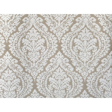 Champagne And Ivory Damask Curtain Fabric By The Yard Upholstery Fabric Drapery
