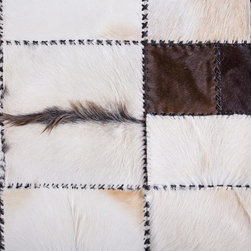 Unique Handmade Cowhide Patchwork Hallway Runner, Brown White, 6'7"x2'7" - Hall And Stair Runners