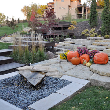 Modern Hillside Entry and Sculpture Garden