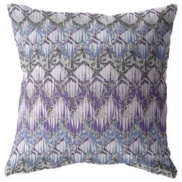 16 Purple Gray Hatch Indoor Outdoor Zippered Throw Pillow