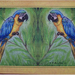 Betsy Drake - Blue Macaw Door Mat 18x26 - These decorative floor mats are made with a synthetic, low pile washable material that will stand up to years of wear. They have a non-slip rubber backing and feature art made by artists Dick Hamilton and Betsy Drake of Betsy Drake Interiors. All of our items are made in the USA. Our small door mats measure 18x26 and our larger mats measure 30x50. Enjoy a colorful design that will last for years to come.