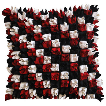 Red N Black Blossom, Red Felt 16"x16" Pillow Cover