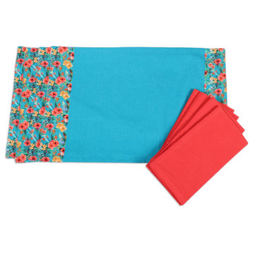 Novica Handmade Floral Greetings Placemat And Napkin Set, Set For 4