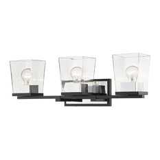Z-LITE 475-3V-MB-CH 3 Light Vanity, Matte Black + Chrome