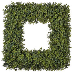 Traditional Wreaths And Garlands Artificial 24" Square Boxwood Wreath