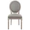Emanate Vintage French Upholstered Fabric Dining Side Chair, Light Gray