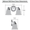 62057, 2-Light Metal Bathroom Vanity Wall Light Fixture, Brushed Nickel