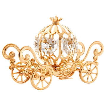 24K Gold Plated Crystal Studded Mini Cinderella Pumpkin Coach Ornament