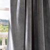 Signature Natural Grey Grommet Blackout Velvet Curtain Single Panel