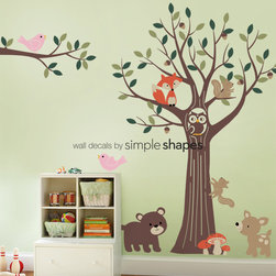 Tree with Forest Friends Decal Set - Kid's Nursery Room Wall Sticker - Kids Wall Decor