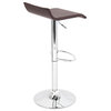 Ale Contemporary Adjustable Barstool, Brown With Chrome Footrest, Set Of 2