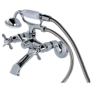 Kingston Brass Clawfoot Tub Faucet With Hand Shower, Polished Chrome