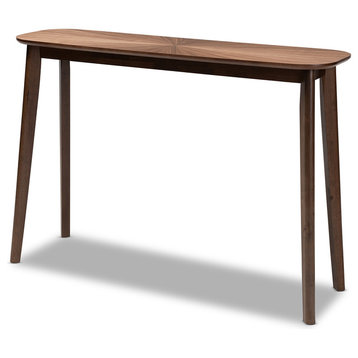 Brigby Mid-Century Modern Walnut Finished Wood Console Table, Walnut