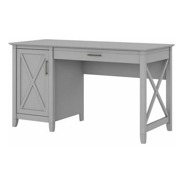Key West 54W Computer Desk with Storage in Cape Cod Gray - Engineered Wood