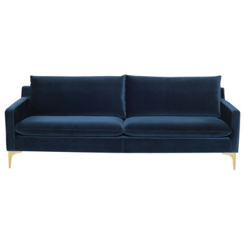 Anders Midnight Blue Fabric Triple Seat Sofa, HGSC493