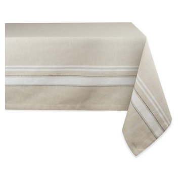 DII White French Stripe Tablecloth