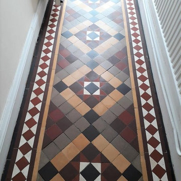 Carpet Covered Victorian Hallway Tiles Restored in Kings Lynn