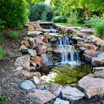 Custom Design Fireplace, Patio and Water Feature