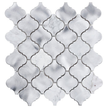 Modket White Calacatta Marble Arabesque Aluminum Mosaic Tile Backsplash TDH41MDR