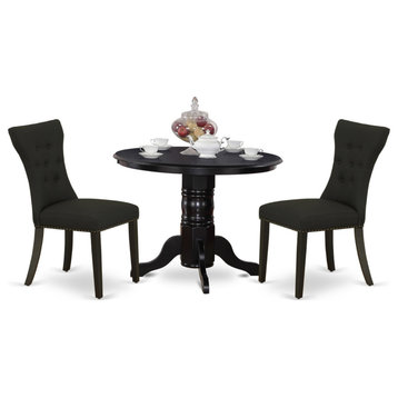 3-Piece Kitchen Table Set, Kitchen Table, 2 Chairs, Black Dining Chairs, Black