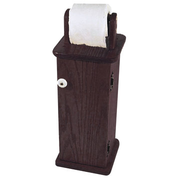 Amish Made Oak Free Standing Toilet Paper Holder, Onyx Stain