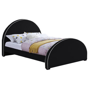 Brody Velvet Upholstered Bed, Black, Queen