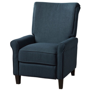 GDF Studio Charlene Traditional Fabric Recliner Chair, Navy Blue