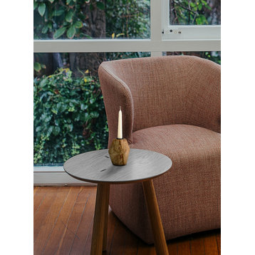 Serene Spaces Living Wooden Candle Holder, Available in 2 Sizes, Small