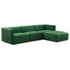Conjure Channel Tufted Performance Velvet 4-Piece Sectional, Black Emerald