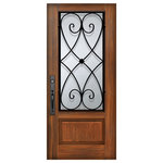 Knockety - Charleston Fiberglass Door, Clear Glass, Right Hand Inswing - Comes in GunStock finish, Pre-Finished and Pre-Hung