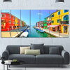 Colorful Burano Island Canal Venice, Metal Art, 83x32, 7 Panels