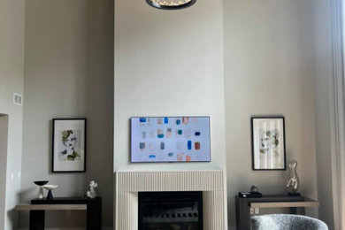 Living room - modern living room idea in Milwaukee