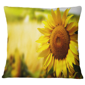 Beautiful Tuscany Sunflower Floral Throw Pillow, 16"x16"