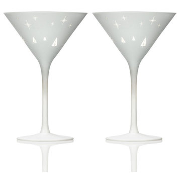 Wonderland White & Gold Martini 8.5oz - Set of 2