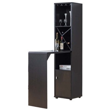 Benzara BM200684 Wooden Wine Cabinet with Spacious Storage and, Red Cocoa Brown