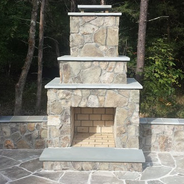 Pennsylvania Irregular Flagstone patio with custom fireplace