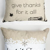 Fall Autumn Winter Snow Reversible Linen Message Pillow With Snowflake Pin