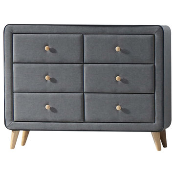 Valda Upholstered Dresser, Light Gray Fabric