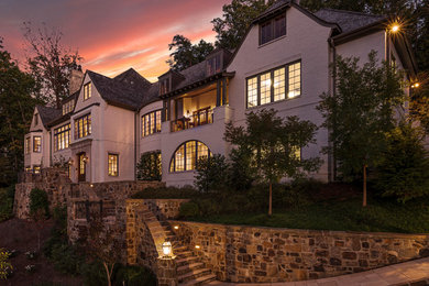 Huge transitional beige brick house exterior photo in Birmingham