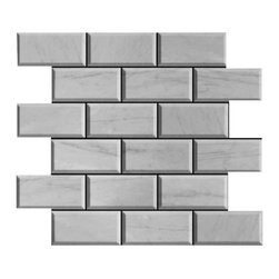 Carrara Marble Italian White Bianco Carrera 2x4 Wide Beveled Mosaic Tile Polishe - Home Accessories & Decor