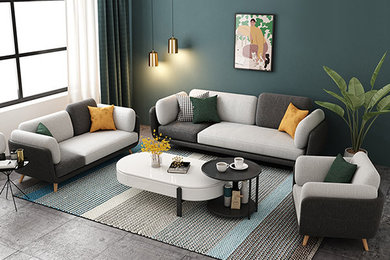 Nordic Fabric Sofa Living Room 4-Seater Black and White Sofa