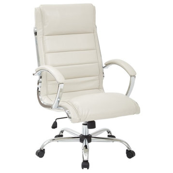 Executive Chair with Thick Padded Cream Faux Leather Seat