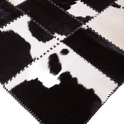 Luxury Cowhide Patchwork Area Rug Rectangle Black White 7&rsquo;11&rdquo;x4&rsquo;7&rdquo; - Area Rugs