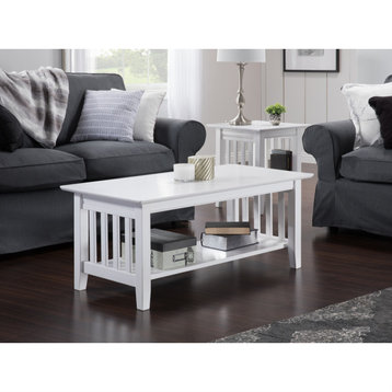 Mission 3-Piece Coffee Table Set With Charger, White