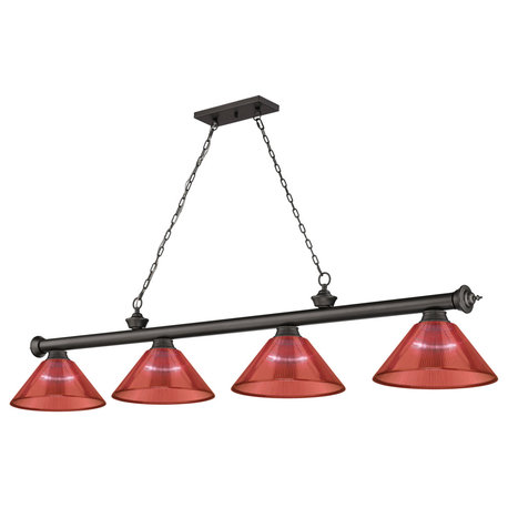 Z-Lite 2306-4-PRD Cordon 4 Light 14"W Billiard Chandelier - Bronze / Red